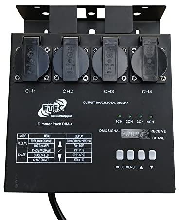 ETEC Professional Dimmer Pack DIM-4 DMX MultiDim Schuko Stromverteiler Disco Party DJ Show Bühnentechnik Lichttechnik Event Licht