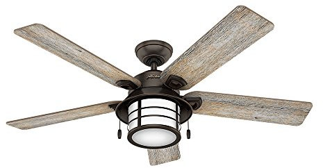 Hunter Fan Company, 59273, 54 inch Key Biscayne Onyx Bengal Indoor/Outdoor Ceiling Fan with LED Light Kit and Pull Chain