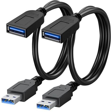 SaiTech IT 2 Pack Short Length 1 Feet USB 3.0 Extension Cable, USB 3.0 A Male to Female Extender Cable