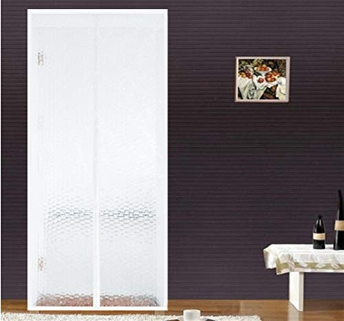 LIVEINU Wärmeschutzvorhang Magnet Thermo Türvorhang Fliegengitter Panel-Isolierung Thermovorhang Wasserdicht Winddicht Klimaanlage Fliegenvorhang für Balkontür Wohnzimmer 90x210cm Weiß