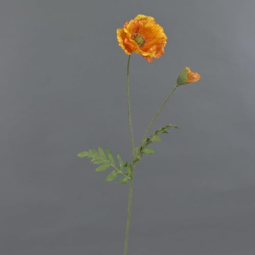artplants.de Künstliche Blume Mohnblume LIENTJE, orange, 65cm, Ø 12cm
