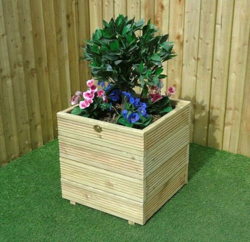 Wood-Shed Ltd Square Wooden Treated Decking Planters Pots Various Sizes - Window Box (50 x 50 cm - 4 Layers)