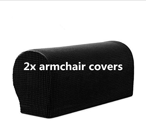 Armlehnen-Bezüge Set, 2 Stück, Stretch Sessel-Arm-Bezüge, Weiche Sofa-Arm-Schutz, Rutschfeste Möbel-Schutz (Schwarz)