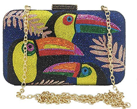 Boutique De FGG Tukan Vogel Kristall Clutches Geldbörsen Damen Abend Handtaschen Party Handtaschen Strass Clutch Tasche,Mini