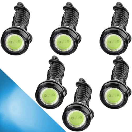 CTRICALVER High Power 18mm 9W Eagle Eye LED Light, DRL Luci di marcia diurna Luci di ricambio a LED 12 V Waterproof Luce di retromarcia Marker Light (blu ghiaccio， 6PCS)