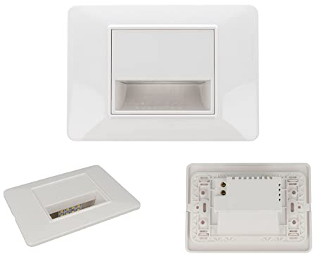 puntoluceled Segnapasso LED Interno 1,6W 220V 3 Moduli Bianco Luce Calda 3000K | Incasso 503 Placca e Supporto Inclusi