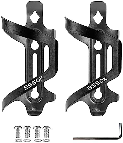 BSSOK 2 Piezas Portabidones Bicicleta Lateral, Aleación Aluminio Ultraligero, Porta Bidones para Bici MTB/Carretera/Soporte Botella Bicicleta Montaña (Negro)