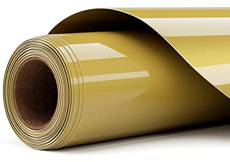 Asoway Plotterfolie Textil Gold Vinylfolie HTV 30.5cm x 305cm | Flexfolie Textil Heat Transfer Vinyl für DIY Kleidung, Mützen, Hosen, andere Stoffe, Leicht zu schneiden und zu jäten