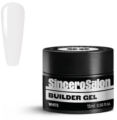 SINCERO SALON Aufbaugel für Gelnägel - White - TPO-frei - UV Gel zur Nagelverlängerung und Modellage - Nail Art Gel Nagel - Acrylgel für Nägel - Versiegelungsgel für Gelnägel - 15ml