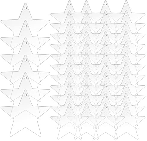 50 Stück Weihnachtsbaumschmuck, Acryl Transparent Stern Set Blank Transparente Stern Weihnachtsbaumanhänger Für Weihnachtsdekoration, Geschenk Weihnachts Acryl-Ornamente Weihnachtsbaum-Dekoration
