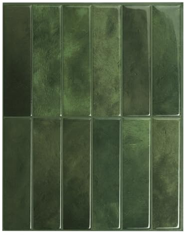 Smart Tiles Credence Adhesive pour Cuisine - Morocco Vert, Carrelage Adhesif Mural salle de bain 3D, 5 Stickers Muraux (29.02x22.86 cm), Autocollant Carreaux Adhesif fabriqué au Canada, facile à poser