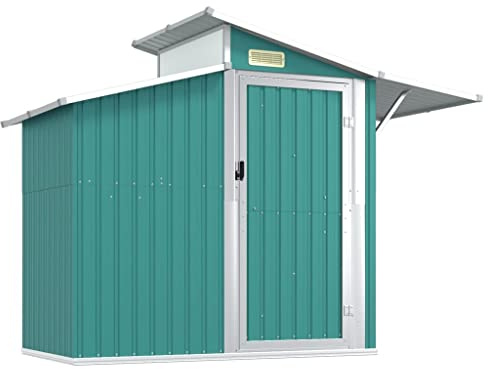 vidaXL Garden Shed Outdoor Storage Shed House Bike Bin Store and More Lawn Patio Tool Storage Green 270x130x208.5 cm Galvanised Steel