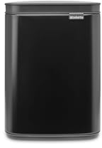 Brabantia - Poubelle de 4L - Petite & élégante - Ouverture facile et couvercle à fermeture souple - Hygiénique et peu encombrante - Fixation murale - pour salle de bains, toilettes, chambre - Black