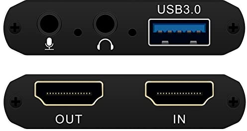 4K Audio Video Capture Card, Recording Card with Microphone HDMI Loop-Out，HDMI to 1080P USB 3.0 for Gaming Streaming TV Recorder, Live Streaming Broadcasting