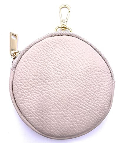 FASHION YOU WANT Damen Münzbörse aus echtes Leder, kleine Geldbörse mit Reißverschluss, Mini Portemonnaie Coin Pocket für Frauen Mädchen Kinder (Hellbeige)