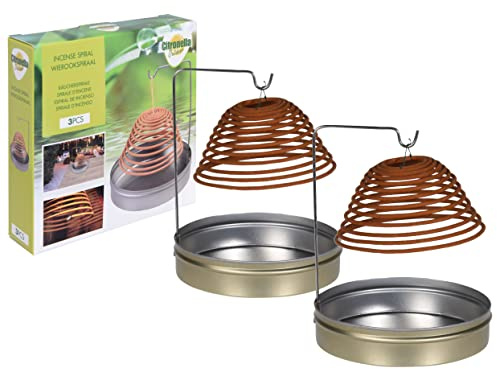 Citronella Räucherspirale mit Halterung und Aufbewahrungsdose - 2er Set mit insgesamt 6 Spiralen - Zitronen Räucherstäbchen gegen Mücken - Zitronengras Rauchspirale Insektenabwehr Mückenschutz