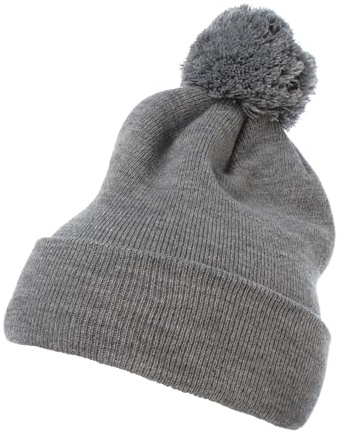 Flexfit unisex stickad mössa cuffed pom pom stickad mössa värmegrå en storlek, ljunggrå, En Storlek