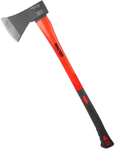 WALTER Axt 1250g 70cm, Präzisionswerkzeug, Fiberglas-Griff, inkl. Schutzhülle, geschliffene und fein polierte Klinge, Axt für Gartenarbeit, langlebig, Beil