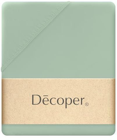 Decoper ® Mako-Feinjersey Spannbettlaken aus 100% Baumwolle | Atmungsaktiv & kuschelig weich | Oeko-Tex Zertifiziert | bis 25 cm Matratzenhöhe | 90-100 cm x 200 cm | Farbe Eukalyptus