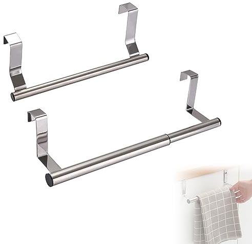 Über-Schranktür Handtuchhalter (2er Pack) aus Edelstahl Küchen- und Badezimmer Handtuchhalter für Hand- oder Teetücher Organizer