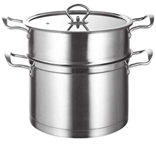 SUNMME Cazuela Apta para lavavajillas de Acero Inoxidable Cepillado con Tapa y Utensilios de Cocina para vaporera