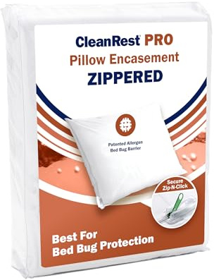 CleanRest Pro Housse d'oreiller – Défense ultime contre les allergènes et plus encore – Résistante à l'eau, barrière anti-allergènes MicronOne, technologie Zip-N-Click, protection contre les punaises