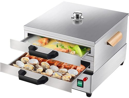 Vaporera para rollos de arroz, vaporera para rollos de fideos al vapor de 2 capas de acero inoxidable 304 con 3 bandejas para cocinar al vapor, máquina multifunción para rollos de arroz, utensilios