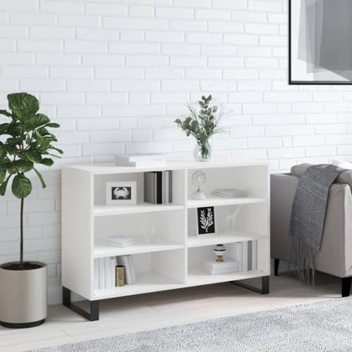 HETFTJN Buffet, vitrine, armoire de bar, armoire à balais, armoire à pharmacien, convient pour couloir, salon, cuisine, chambre à coucher, blanc brillant, 103,5 x 35 x 70 cm, matériau dérivé du bois