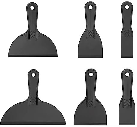 BYUTFA Putty Knife Plastic Putty Knives Set 6Pieces Wall Putty Filler Spatula Scrapers for Patching, Smoothing, and Filling