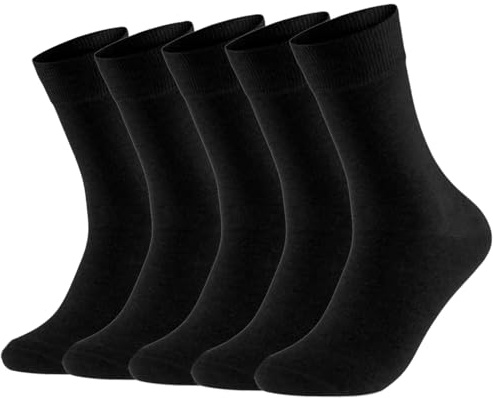 Hocerlu Men’s Cotton Socks 5 Pack – Soft Breathable Crew Black Socks for Office, Business & Casual Wear, UK 6–10