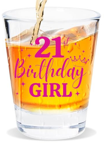 Xendelow 21st Birthday Gifts for Her, Happy 21st Birthday Gift Women, Gift for 21 Year Old Female, 2003 Happy 21st Birthday Shot Glass, Twenty One Birthday Shot Glass, Celebrate Turning Twenty-One