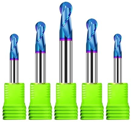2 Flöten HRC65 Schaftfräser Kugelfräser CNC-Fräser Blau Nanobeschichteter Hartmetallfräser for Metallwerkzeuge(Size:1PCS,Color:R3x6Dx75)