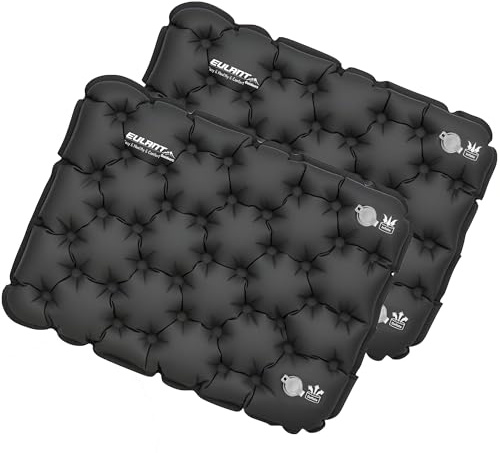 EULANT Cojines de Asiento Inflable,Cojín de Aire Impermeable,Suave Cojín del Avión,Hinchable Esterilla para Camping Viajes Kayak Mochilero Conciertos Estadio Playa Césped Suelo,Inflado por soplado