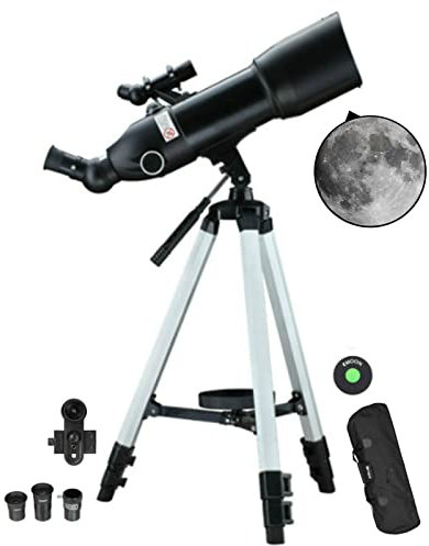 Teleskope für Erwachsene, Kinder und Astronomie-Anfänger, Astronomische Teleskope mit 80 mm Objektivlinse und 400 mm Brennweite, Refraktor-Teleskop mit Aus