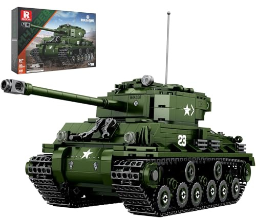 Reobrix M4A3E8 Sherman Juego de tanques de construcción, conjunto de bloques de construcción de tanques armados de la Segunda Guerra Mundial 77030, productos autorizados World of Tanks, regalo para