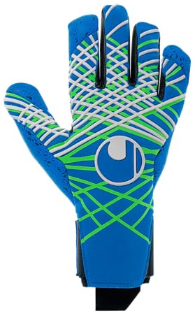 uhlsport Aquagrip HN Fußball Torwart-Handschuhe für optimalen Grip bei Nasswetter, blau/grün, 7