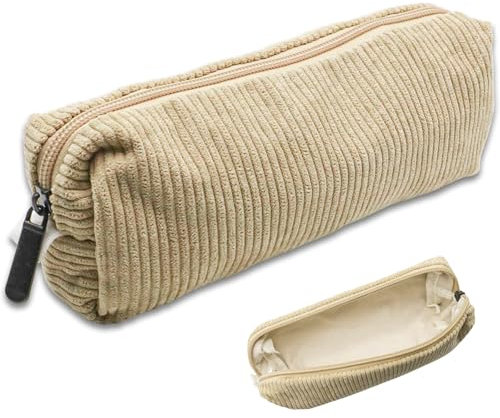 Kinretixia Ästhetisches Federmäppchen, Cordstoff, Federmäppchen, kleine Schminktasche, Schulmäppchen für Mädchen, Jungen, Teenager, Schule, Büro, apricot, Pencil case