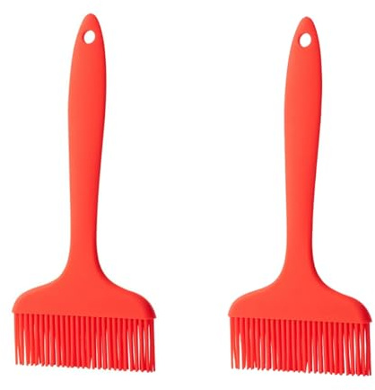 HSTWODE 2 pinceles de silicona extragrandes, grandes para cocinar, pinceles extra anchos para asar y cocinar, pinceles de cocina, resistentes al calor, para salsas, mantequilla, aceite y adobos (rojo)
