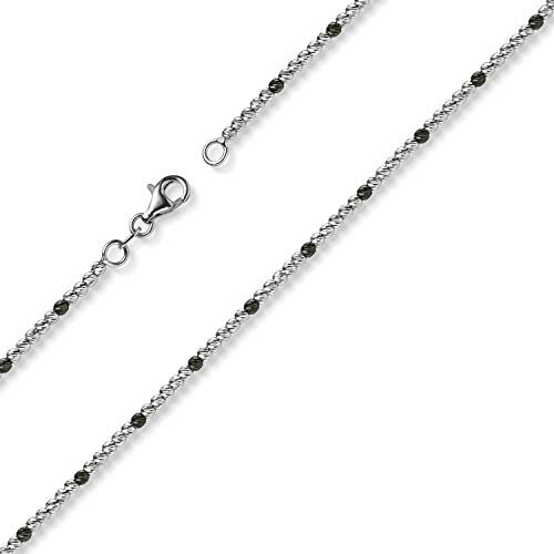 1,8mm Kette Collier Kugelkette 750 Gold Weißgold teil-schwarz-rhodiniert 42cm
