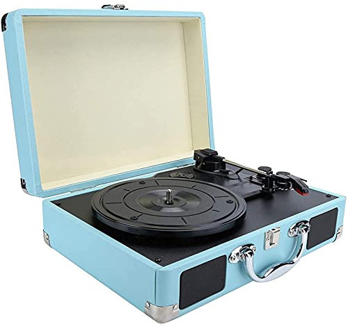 MRKU Tourne-Disque, Tourne-Disque Portable Bluetooth avec Haut-parleurs stéréo intégrés, Tourne-Disque Vinyle à entraînement par Courroie à 3 Vitesses avec Haut-parleurs