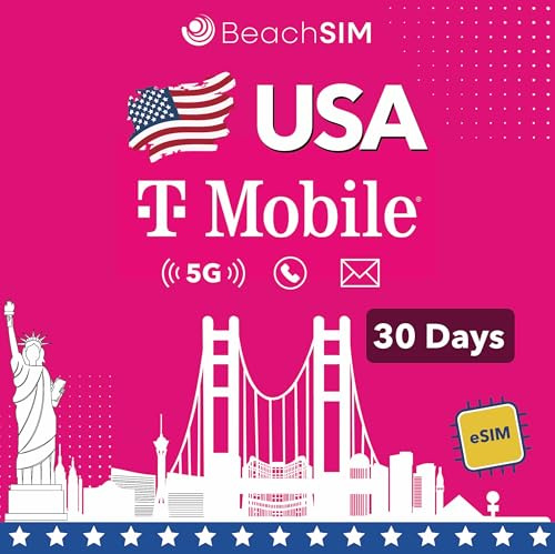 BeachSIM eSIM USA i 30 dagar. Obegränsad data, lokala samtal och sms på T-Mobile Network. Snabb aktivering. Enkel påfyllning.