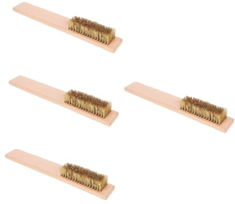 UPKOCH 4pièces Brosse De Nettoyage Cuivre Pour Snowboard Avec Manche Bois Outil Pour Enlever La Cire Et Nettoyer Les Planches De Ski Pour Maison Voyages