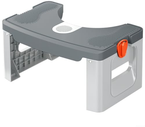 Homeponnew Sgabello pieghevole da bagno con design ergonomico antiscivolo, aiuto per accovacciarsi per adulti, anziani e bambini, salvaspazio, sgabello pieghevole portatile (grigio)