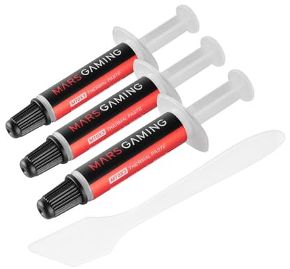 Mars Gaming MT0X3, Kit 3x Pasta Termica CPU, Alta Conduttività Termica 6 W/m·K 280 °C, Non Conduttiva con Nanotecnologia, Applicazione Facile e Uniforme con Spatola e Applicatore, 3x1g (3g), Grigio