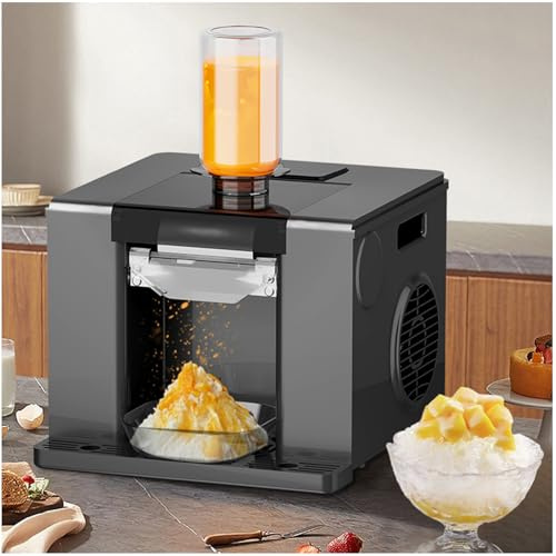 ZEEKYFOR Machine à Cônes de Neige, Machine à Glace en Flocons, Machine à Glace Pilée Commerciale, Machine à Desserts 60 kg/24 H, Machine à Glace en Flocons Automatique Black