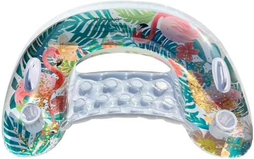 Sillón inflable de flamenco para adultos con soporte para bebidas, respaldo ergonómico y asa, estilo cisne para piscina, playa y fiesta de verano (resistente a los rayos UV, PVC resistente)