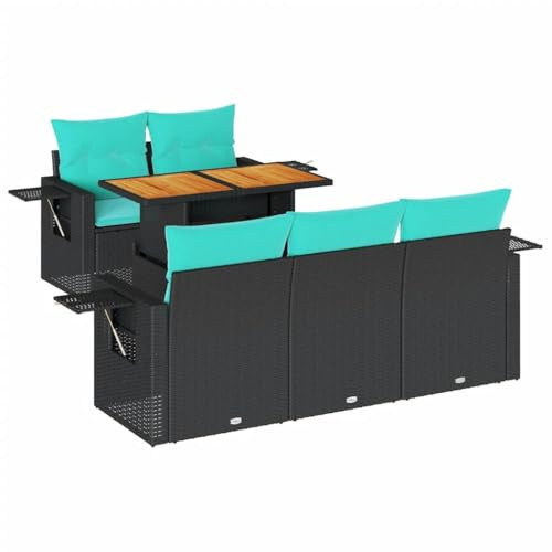 vidaXL Loungegrupp med dynor 6 delar svart konstrotting, utomhus soffa set, trädgård lounge inställning, trädgård hörn soffa set, trädgård lounge set