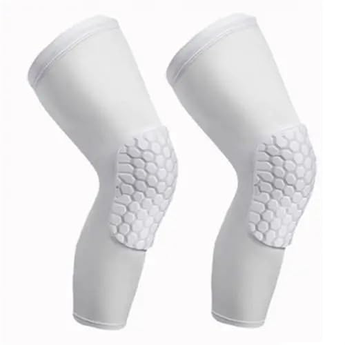 KHASCBNF Sports Knee Pads 1Pc Men Women Knee Pad Breathable Sports Football Basketball Honeycomb Leg Brace Support(WHITE,L)