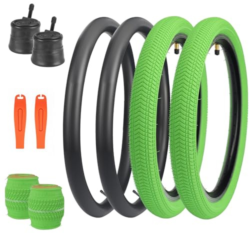 WEEROCK 20 pulgadas bicicleta neumático 20 x 2.125 con tubos plegables de repuesto neumáticos de bicicleta para BMX, MTB, bicicleta infantil, triciclo, bicicleta cruiser