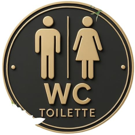 Cartello per Wc Cartello WC 2D piatto 1 pezzo, parete circolare in legno, grafica ghirlanda multifunzionale for porta d'ingresso, bagno Per il bagno(8x8cm)
